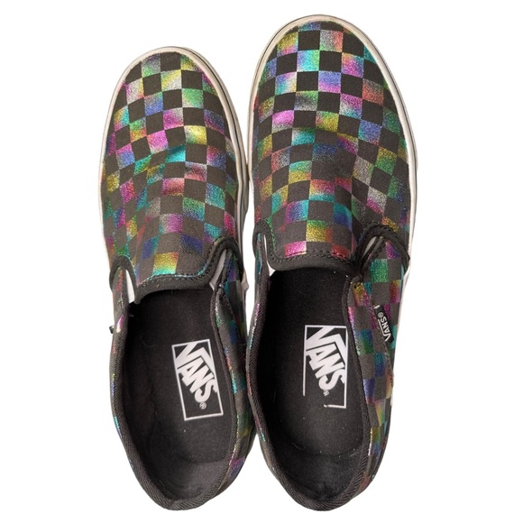 Vans | Shoes | Vans Iridescent Checkerboard Pattern Slip On Shoe Sz 85 ...